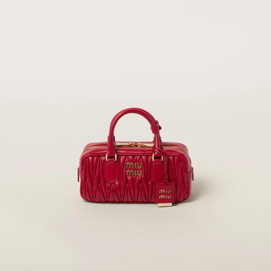 Miu Miu Arcadie matelassé Quilted Lambskin Leather Red Top-Handle Bags