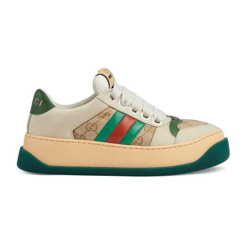 Gucci Screener série tênis esportivos femininos branco verde Sneakers