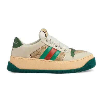 Gucci Screener series women's sports shoes white green Sneakers