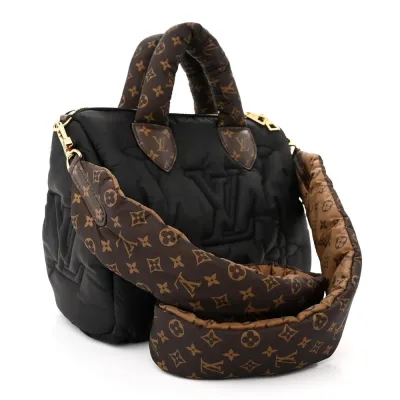 Louis Vuitton Mini Pillow Speedy Bandouliere 25 Black Econyl & Monogram Canvas Gold Hardware