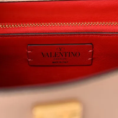 Valentino Garavani Small VSLING Top Handle Bag Poudre Grainy Calfskin Leather Gold Hardware