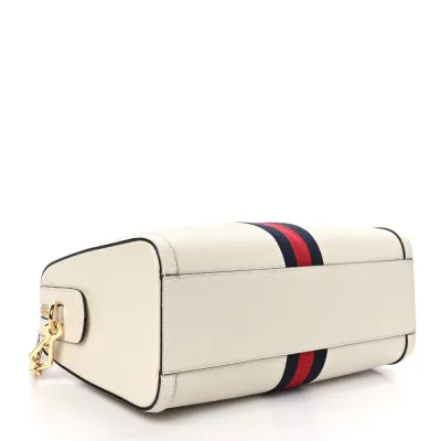 Gucci Medium Ophidia Boston Bag Mystic White Suede & Patent Leather GG Web Gold Hardware