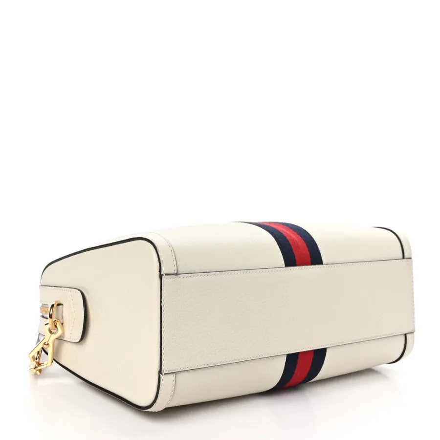 Gucci Medium Ophidia Boston Bag Mystic White Suede & Patent Leather GG Web Gold Hardware