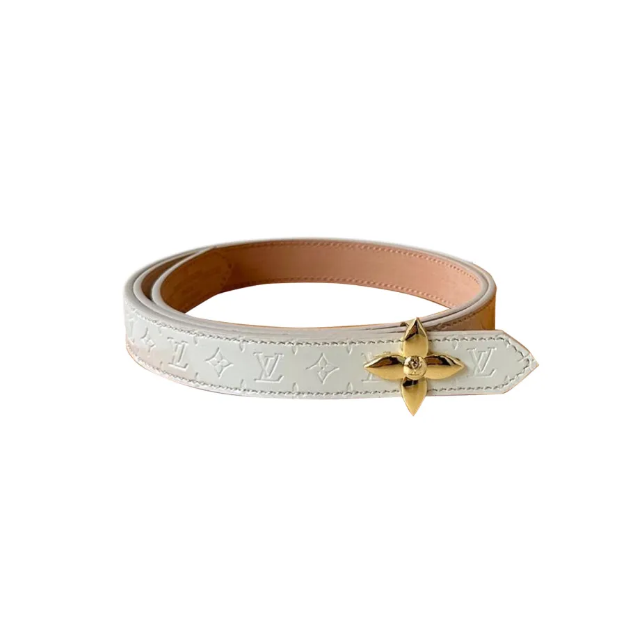 Louis Vuitton Women's Flowergram Reversible Belt In Black/White/Blue Monogram Reverse Canvas With Gold/Silver Hardware 20mm