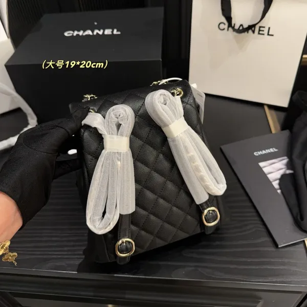 Chanel Red / Green / Silver /Purple / Milk Tea Color / Black Quilted  Caviar Leather Backpacks - Image 5