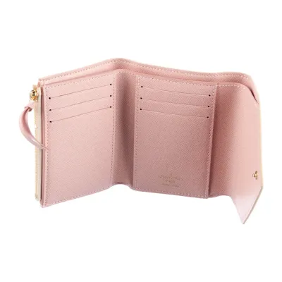 Louis Vuitton Large Wallet Damier Ebene Pattern Canvas & Clemence Leather