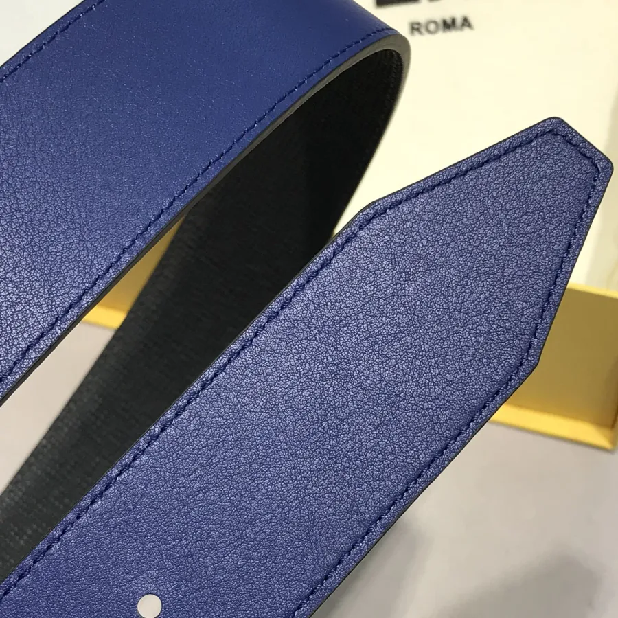 Fendi Men's FF Multicolor Buckle Belt In Blue/Yellow/Red/Black Epsom Calfskin With Silver/Black Hardware 38mm