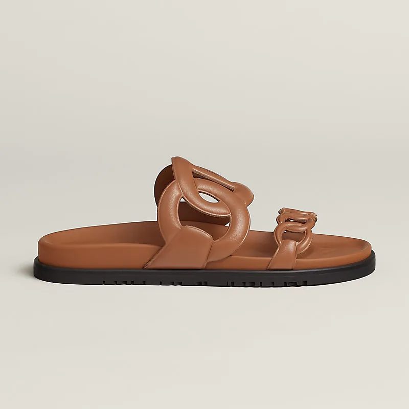 HERMES Extra Brown Slippers