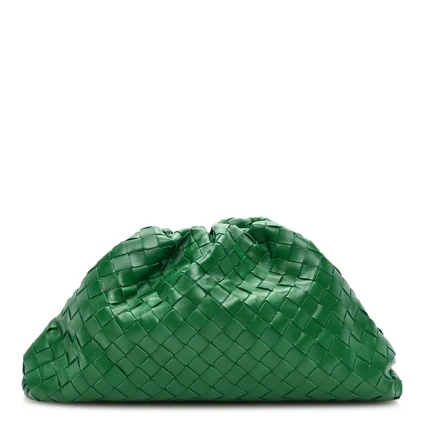 Bottega Veneta Intrecciato The Pouch Oversized Clutch Racing Green Nappa Leather