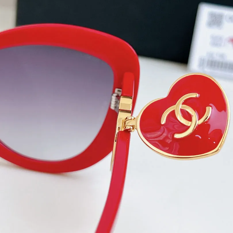 CHANEL glasses red gold color size 55-19-140