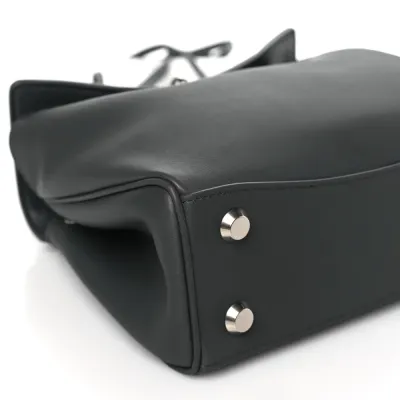 Balenciaga Mini Rodeo Top Handle Handbag Grey Natural Smooth Calfskin Leather Silver Hardware