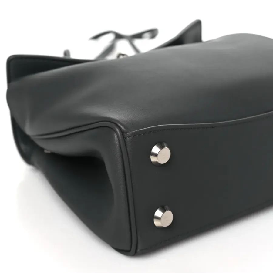 Balenciaga Mini Rodeo Top Handle Handbag Grey Natural Smooth Calfskin Leather Silver Hardware