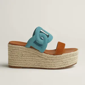 HERMES Ithea Wedges and heels Slippers High-heeled slippers Blue High Heels Sandal