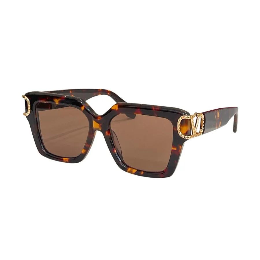 Valentino square frame glasses black gold/green/white/leopard/tawny color Size 54口18-145