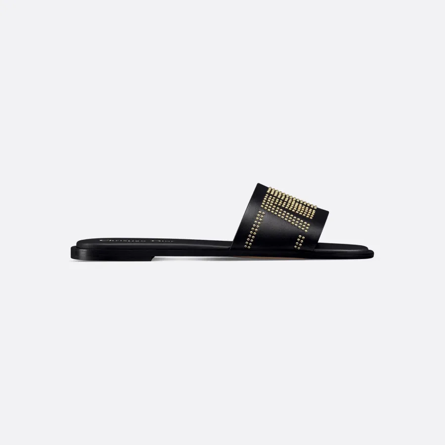 Dior black square head slippers