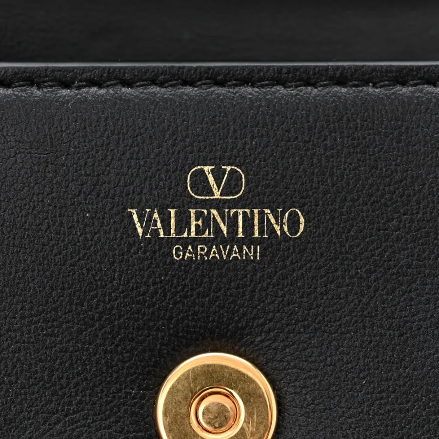 Valentino Garavani Micro VLogo Locò Shoulder Bag Black Calfskin Leather Gold Hardware