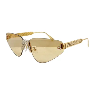 Fendi triangle frame glasses purple/black gold/gold/rose gold/blue gold/eggplant color with diamonds Size 64口10-145