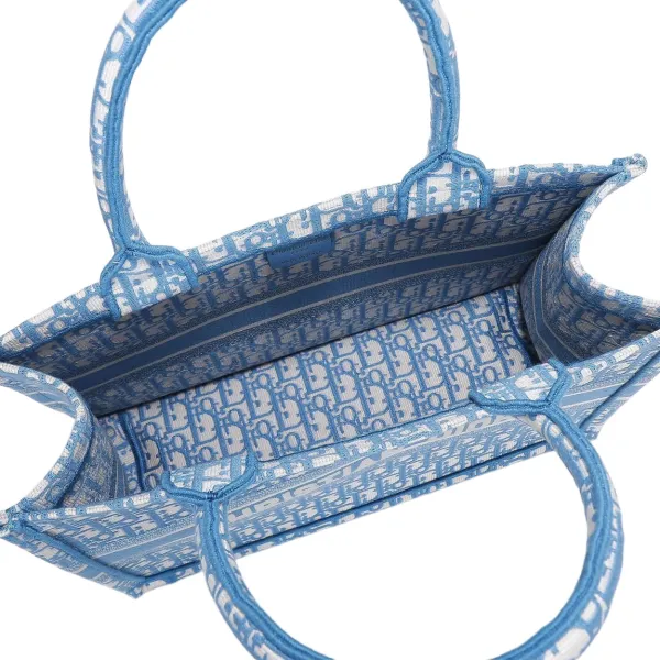 Dior Medium Dior Book Tote In Blue Dior Oblique Embroidered Canvas - Image 4
