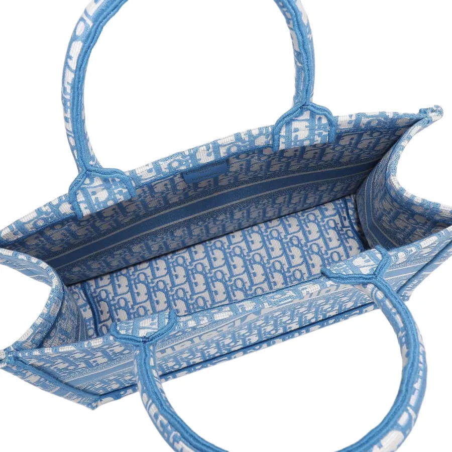Dior Medium Dior Book Tote In Blue Dior Oblique Embroidered Canvas