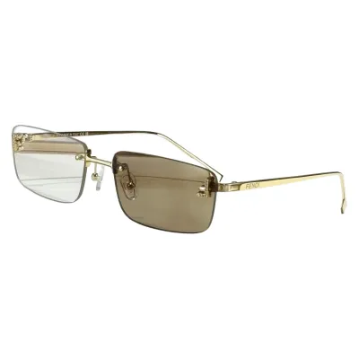 Fendi square frame glasses black gold/black silver/blue silver/coffee/brown/tawny/gold/transparent tawny color Size 58口18-140