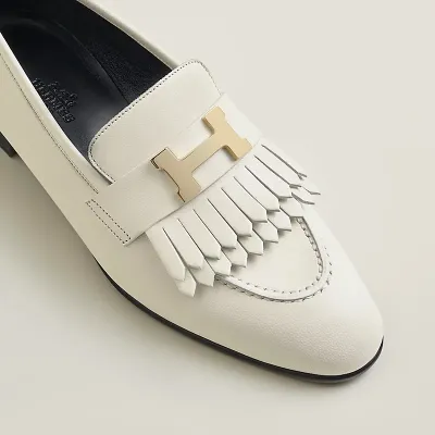 HERMES Royal White Loafers