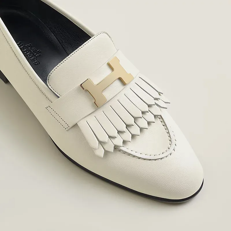HERMES Royal White Loafers