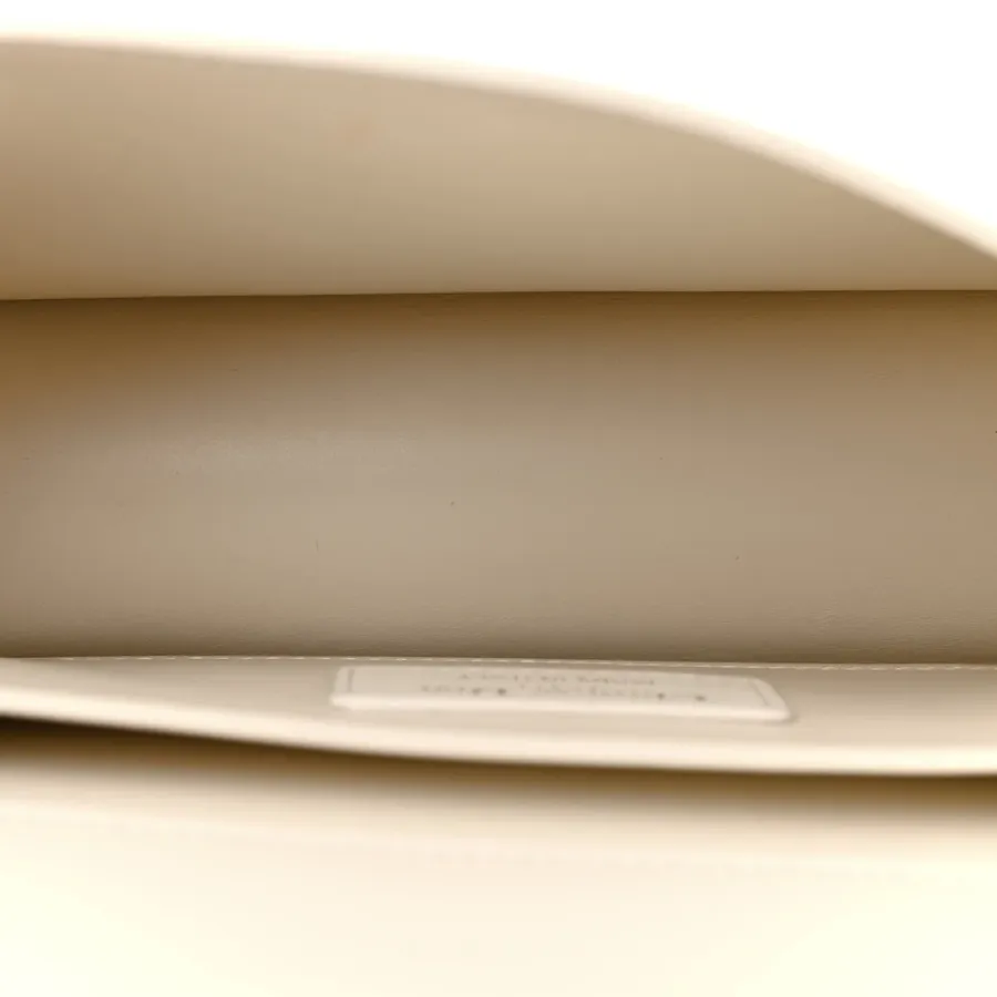 Dior Small Montaigne 30 East-West Chain Flap Bag Off White Grained Calfskin Leather Gold Hardware