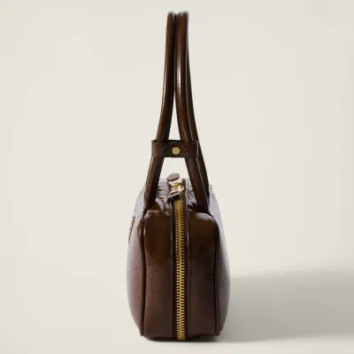 Miu Miu Beau Naplak Patent Leather Brown Top-Handle Bags