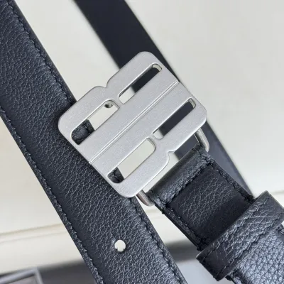 Balenciaga Women's Nano Belt In Black Grained Calfskin With Gold/Silver Hardware 25mm