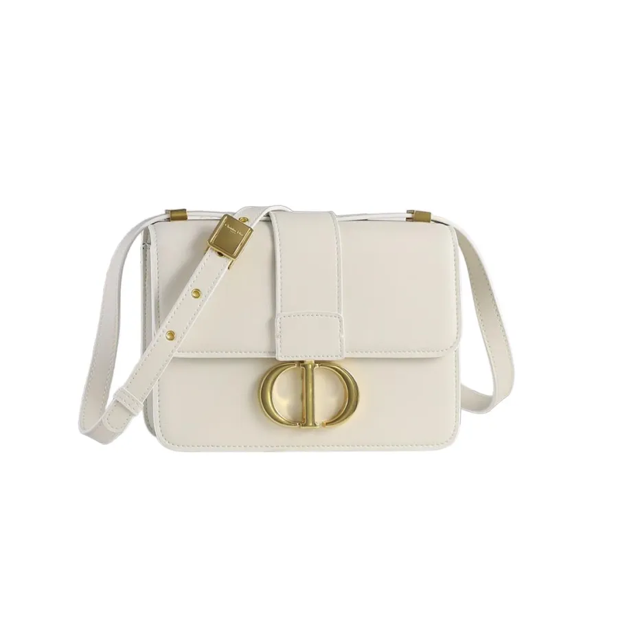 Dior 30 Montaigne Bag In Dark Bronze/Beige/White/Black Box Calfskin Gold Hardware