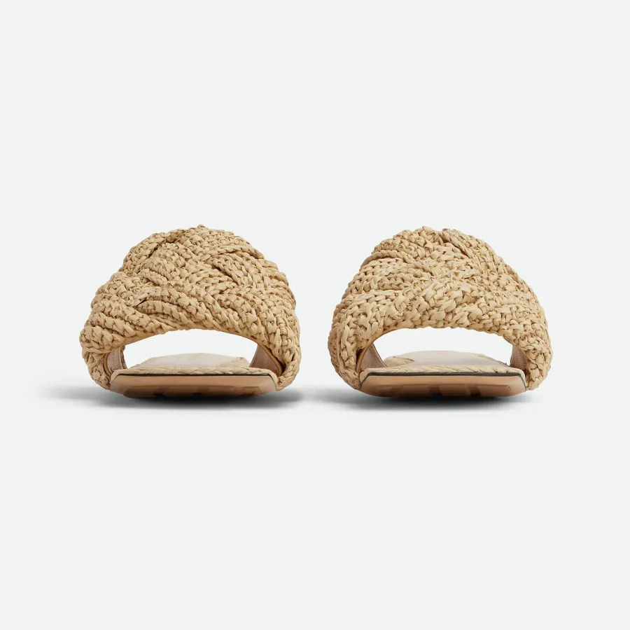 Bottega Veneta Lido Flat Sandal In Cane Sugar Intrecciato Raffia Flat Sandals