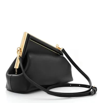 Fendi Medium Fendi First Black Shiny Nappa Leather Gold Hardware
