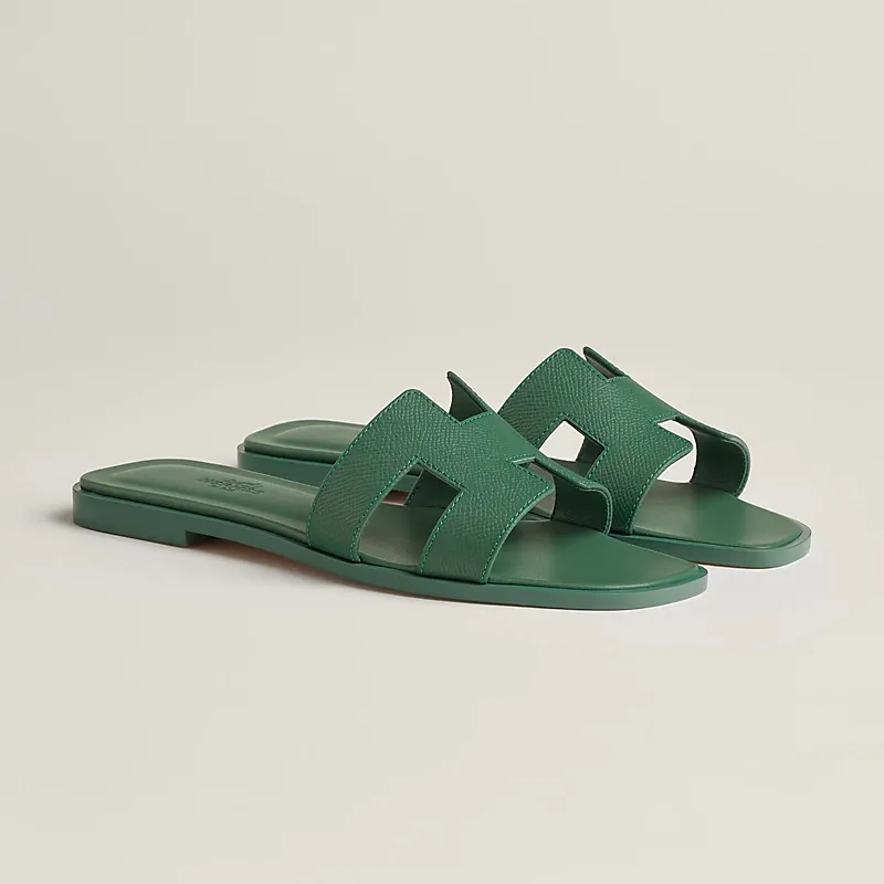 HERMES Oran Green Slippers