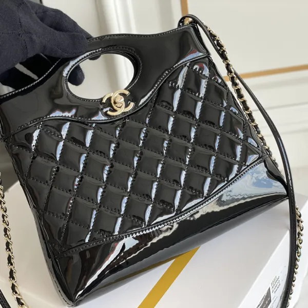 Chanel Patent Leather Black / White and Black Crossbody Bags - Image 3