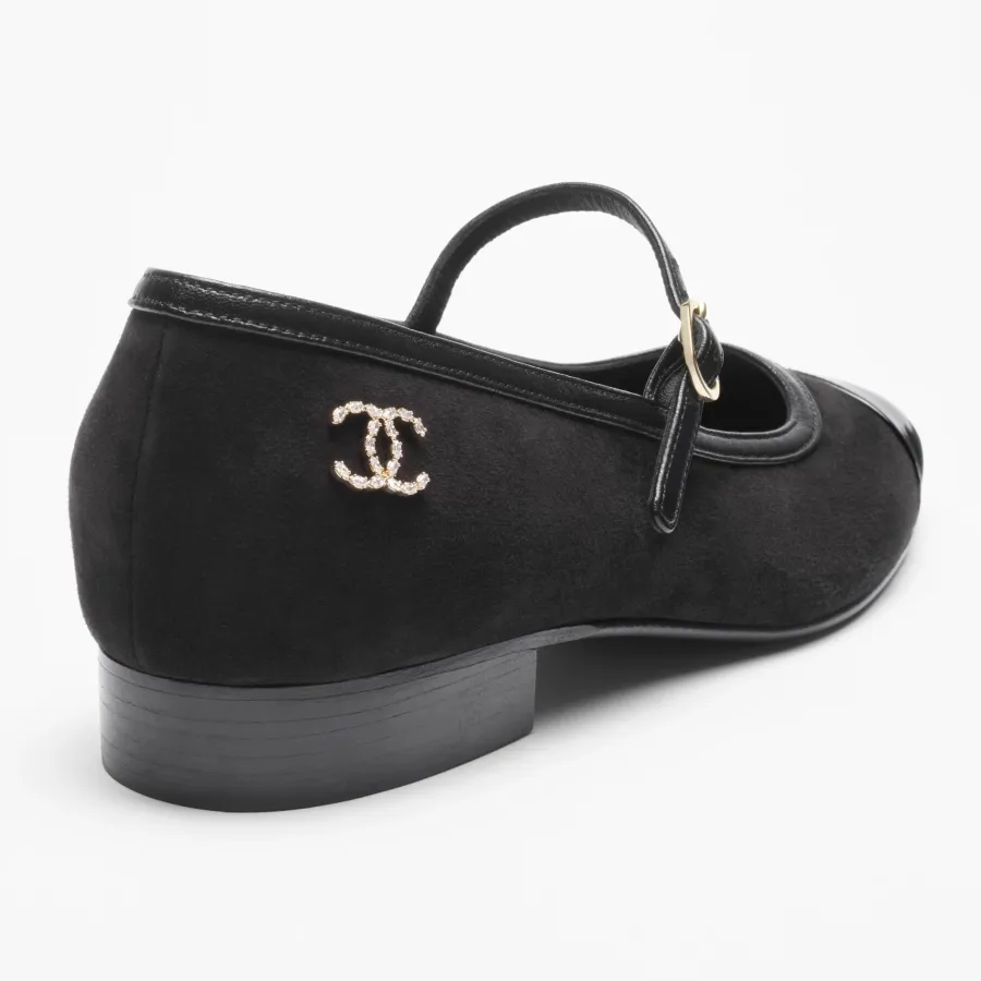 Chanel suede, varnished calfskin Black Mary Jane Shoes