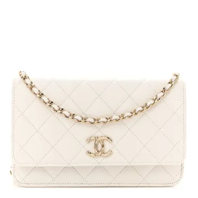 Chanel Wallet On Chain – Small White Quilted Caviar