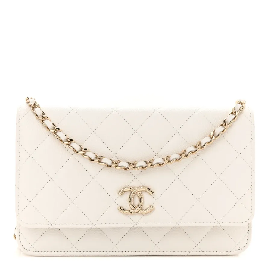 Chanel Wallet On Chain – Small White Quilted Caviar