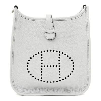 Hermès Amazone Evelyne TPM Bleu Pâle / Étain Taurillon Clemence Leather Palladium Silver Hardware