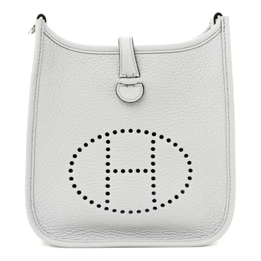 Hermès Amazone Evelyne TPM Bleu Pâle / Étain Taurillon Clemence Leather Palladium Silver Hardware