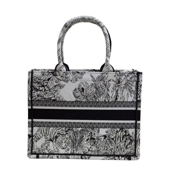 Dior Medium Dior Book Tote In Black Toile De Jouy Embroidered Canvas - Image 2