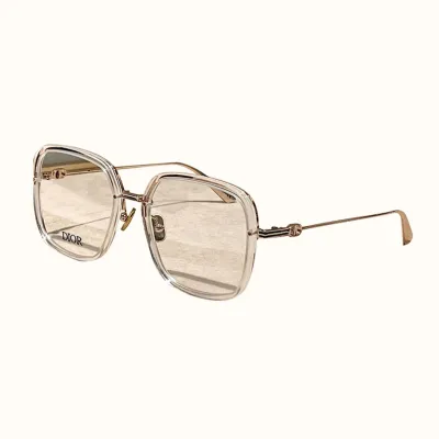 DIOR square transparent frame glasses misty rose/silver/tawny Size 58-15-145