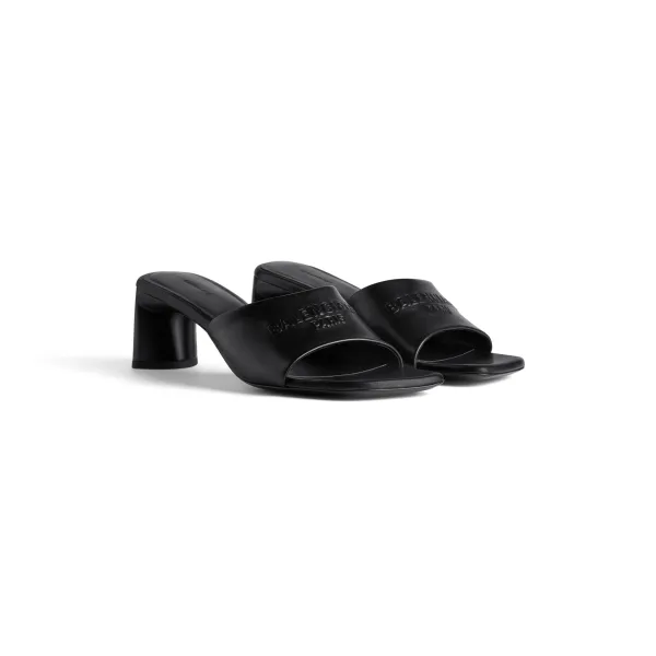 BALENCIAGA Black square toe chunky heel 60 mm sandals High Heels Slippers - Image 2