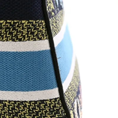 Dior Medium D-Constellation Lady D-Lite Blue Multicolor Embroidered Canvas Gold Hardware