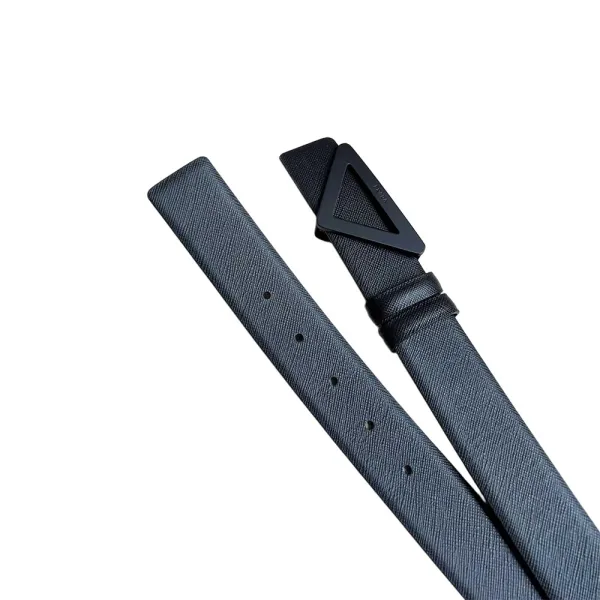 Prada Men' s Triangled Buckle Belt In Black/White/Brown/Blue Saffiano Calfskin With Gold/Silver/Black Hardware 35mm - Image 2