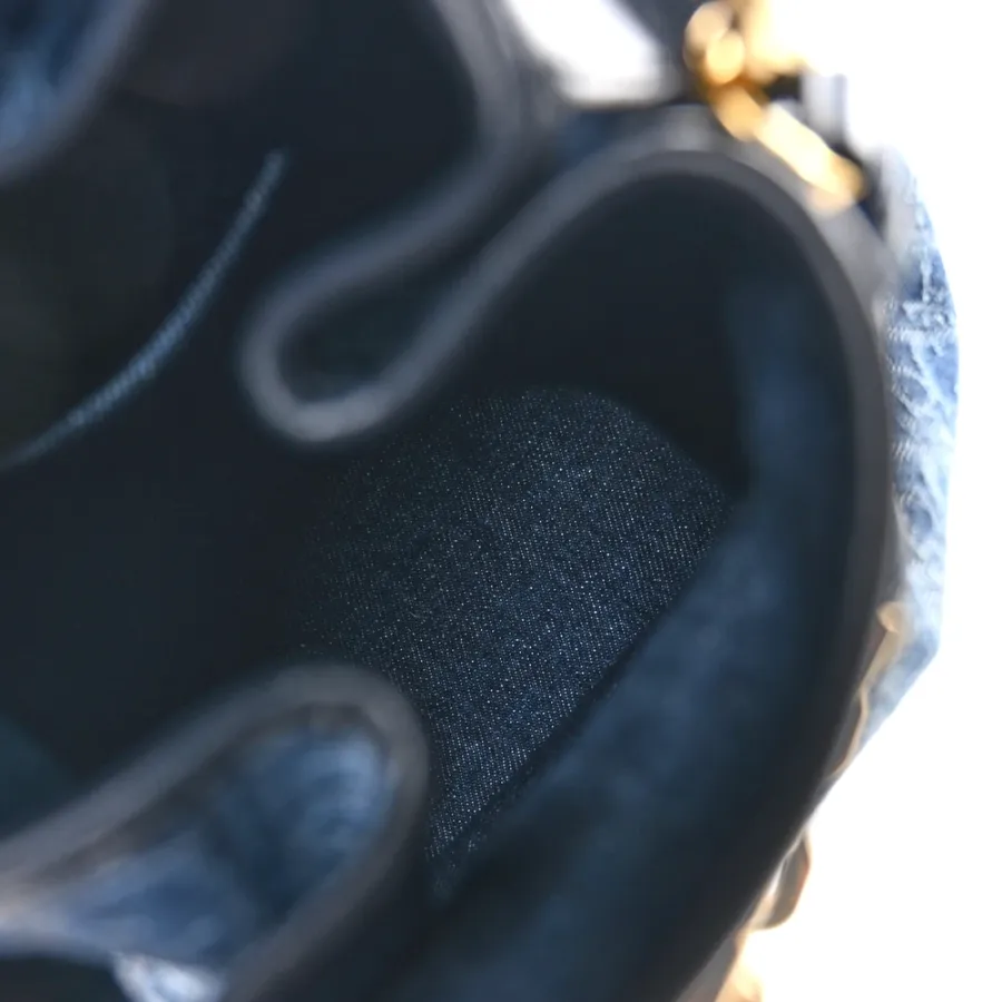 Dior Medium C’est Chain Bucket Bag Blue Oblique Canvas Gold Hardware