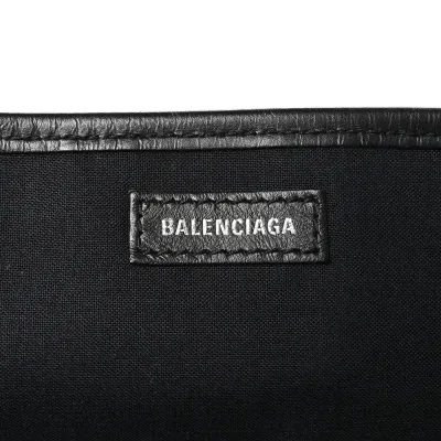 Balenciaga Small Navy Cabas Natural/Black Cotton Canvas
