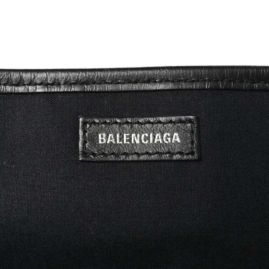 Balenciaga Small Navy Cabas Natural/Black Cotton Canvas
