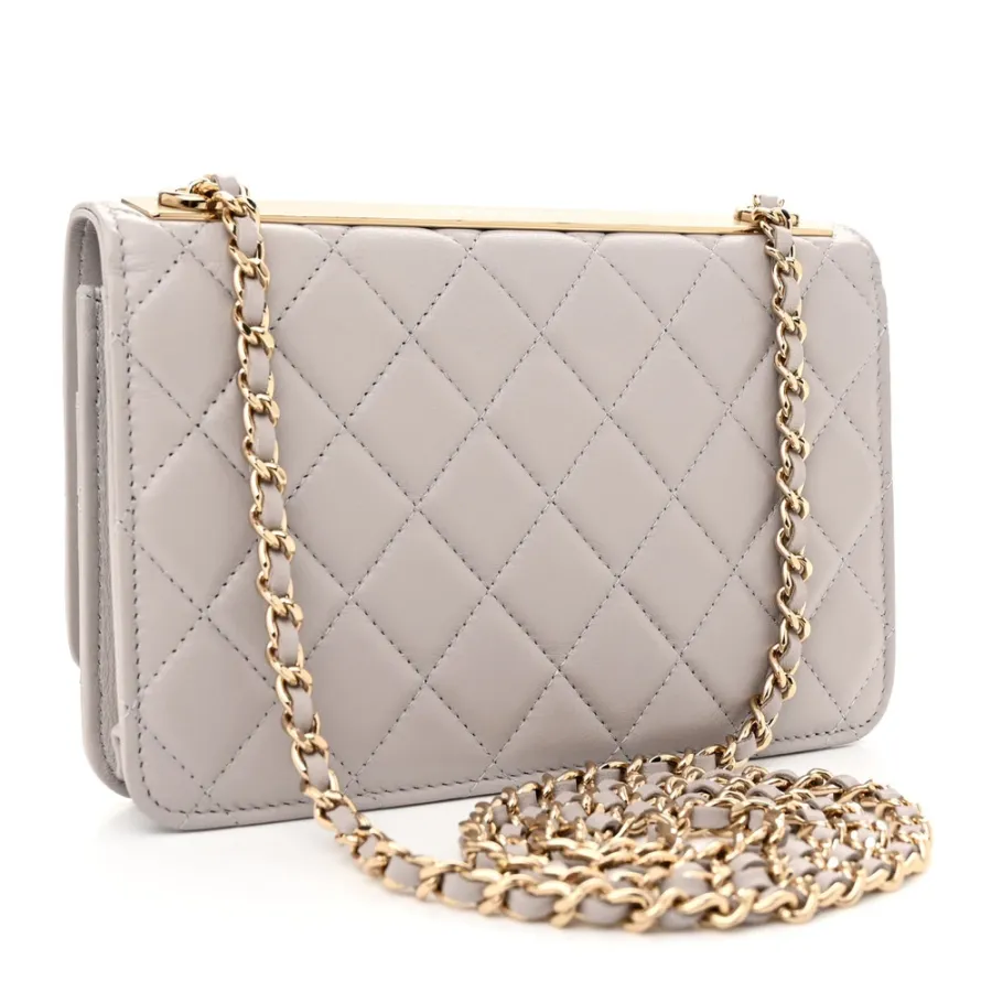 Trendy Chanel Wallet On Chain - Grey Lambskin
