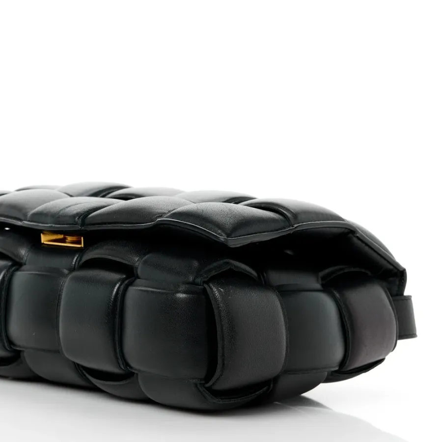 Bottega Veneta Maxi Intreccio Padded Cassette Crossbody Bag Black Nappa Leather Gold Hardware
