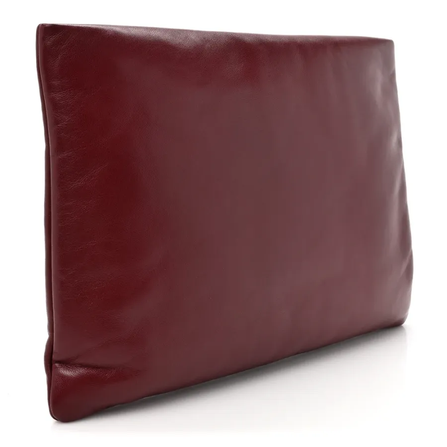 Saint Laurent Small Calypso Pouch Rouge Merlot Lambskin Leather Gold Hardware